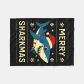 Couverture Polaire Funny Merry Sharkmas Christmas Shark Humor  (Devant (Horizontal))