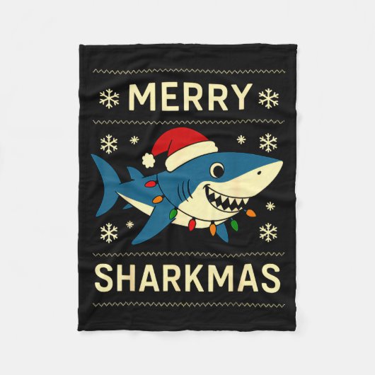 Couverture Polaire Funny Merry Sharkmas Christmas Shark Humor  (Devant)