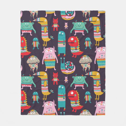 Couverture Polaire Funny monsters seamless pattern (Devant)