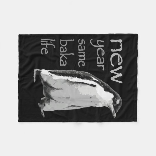 Couverture Polaire Funny New Year Same Baka Life Penguin Joke  (Devant (Horizontal))