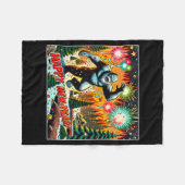 Couverture Polaire Funny New Years Eve 2024 Bigfoot And Fireworks Hum (Devant (Horizontal))