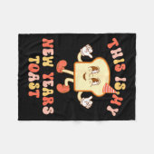 Couverture Polaire Funny New Year's Toast Bread Pun Retro Hipe  (Devant (Horizontal))