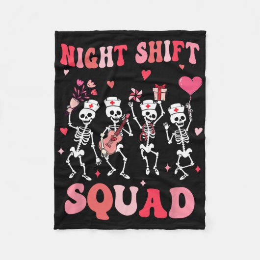 Couverture Polaire Funny Night Shift Squad Nurses Skeleton Dancing Va (Devant)