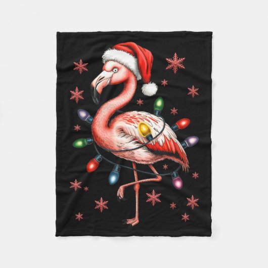 Couverture Polaire Funny Nk Flamingo Christmas Tree Lights Xmas Snowf (Devant)