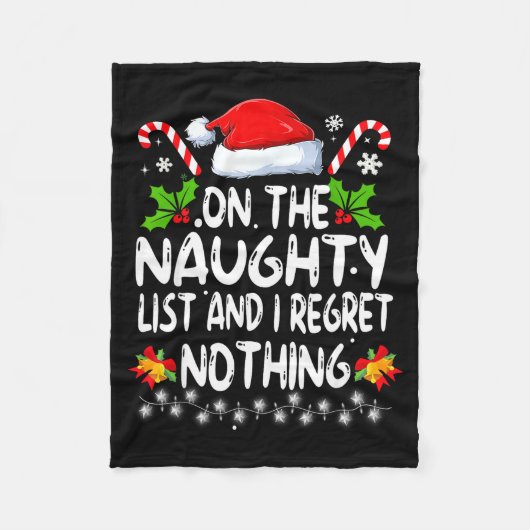 Couverture Polaire Funny On The List Of Naughty And I Regret Nothing  (Devant)