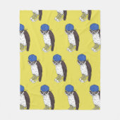 Couverture Polaire Funny owl with sneakers in a yellow background (Devant)
