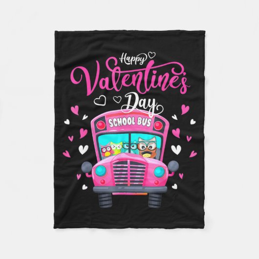 Couverture Polaire Funny Owls School Bus Driver Happy Valentines Day (Devant)