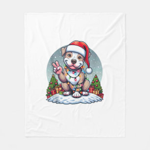 Couverture Polaire Funny Paix Mains Pitbulles lumières de Noël Femmes