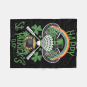 Couverture Polaire Funny Patricks Day Badminton Costume Four-leaf Clo (Devant (Horizontal))