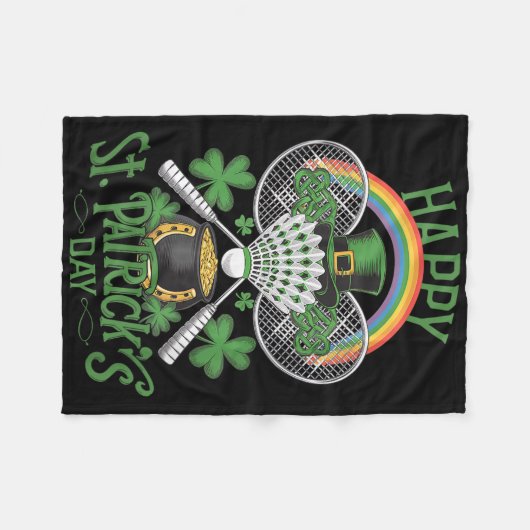 Couverture Polaire Funny Patricks Day Badminton Costume Four-leaf Clo (Devant (Horizontal))