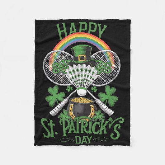 Couverture Polaire Funny Patricks Day Badminton Costume Four-leaf Clo (Devant)