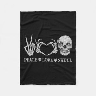 Couverture Polaire Funny Peace Love Skull Skeleton Halloween