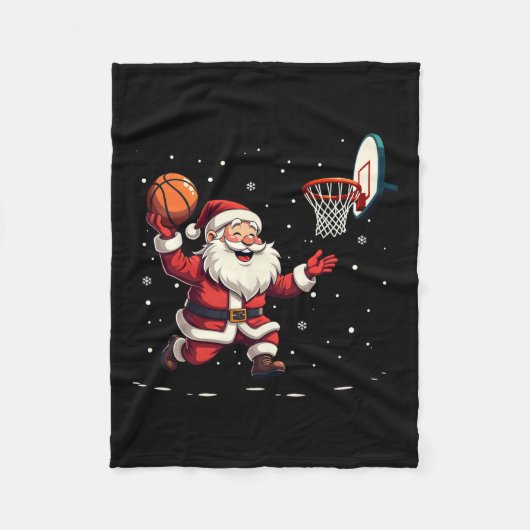 Couverture Polaire Funny Père Noël Jouer Basketball Joyeux Noël (Devant)
