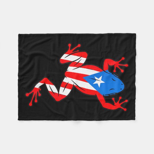 Couverture Polaire Funny Puerto Rico Coqui Frog Puerto Rican Flag Bor (Devant (Horizontal))