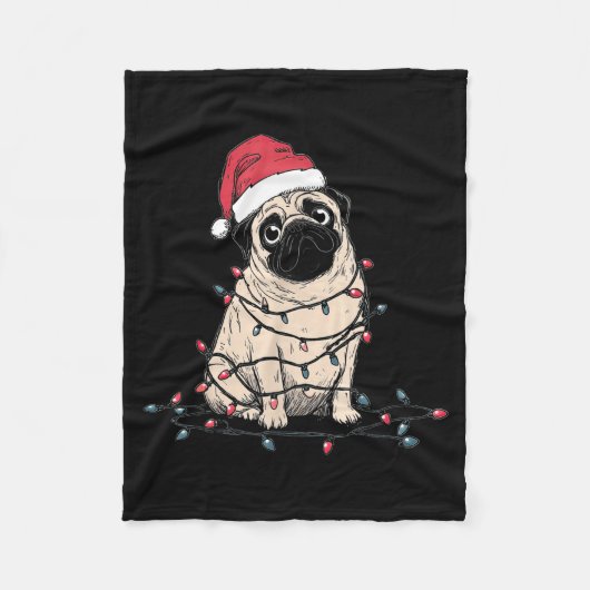 Couverture Polaire Funny Pug Christmas Graphics Dog Lights Lover Owne (Devant)
