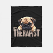 Couverture Polaire Funny Puppy My Therast Pug Dog (Devant)