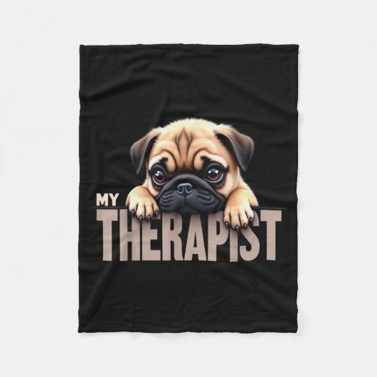 Couverture Polaire Funny Puppy My Therast Pug Dog (Devant)
