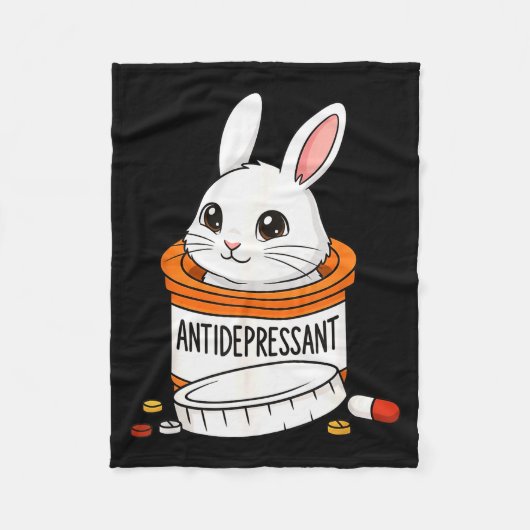 Couverture Polaire Funny Rabbit Bunny Anti Depressant Zoo Boys Girls  (Devant)