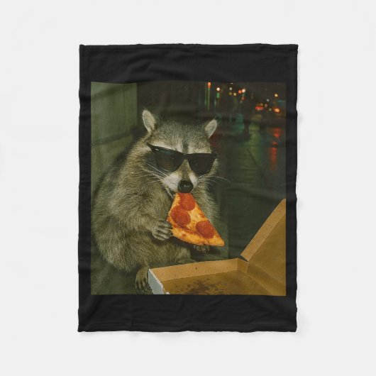 Couverture Polaire Funny Raccoon Eating Zza Animal Meme (Devant)