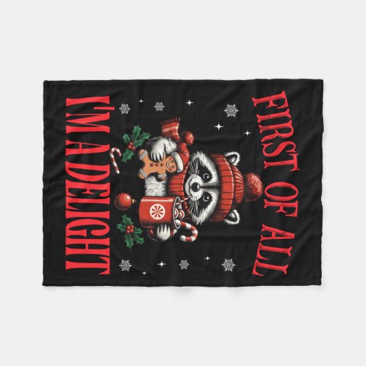 Couverture Polaire Funny Raccoon First Of All I'm A Delight Merry Chr (Devant (Horizontal))
