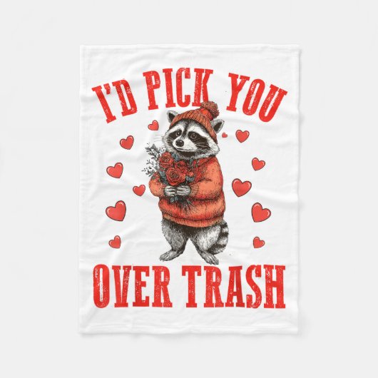 Couverture Polaire Funny Raccoon I’d Ck You Over Trash Valentines Day (Devant)