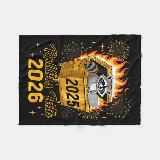 Couverture Polaire Funny Raccoon Rollin's Into 2026 New Year Matching (Devant (Horizontal))