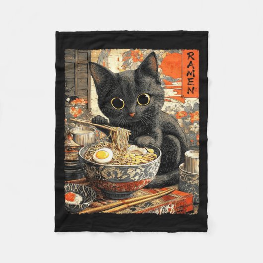 Couverture Polaire Funny Ramen Cat Noodle Lovers Anime Otaku  (Devant)