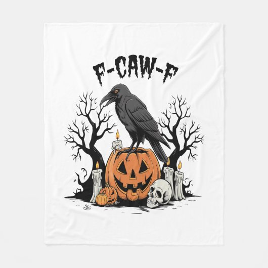 Couverture Polaire Funny Raven, F-Caw-F, Skull Raven, Gothic Crow (Devant)