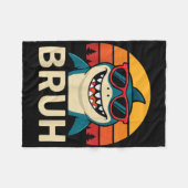 Couverture Polaire Funny Requin Bruh avec Mème Sungles (Devant (Horizontal))