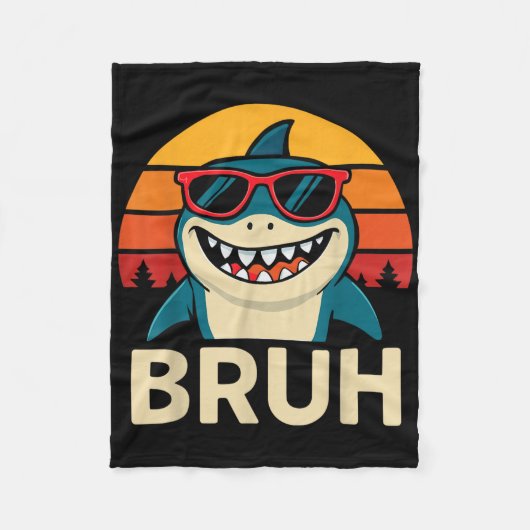 Couverture Polaire Funny Requin Bruh avec Mème Sungles (Devant)