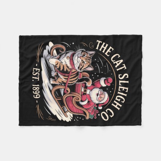 Couverture Polaire Funny Retro Christmas Cat  (Devant (Horizontal))