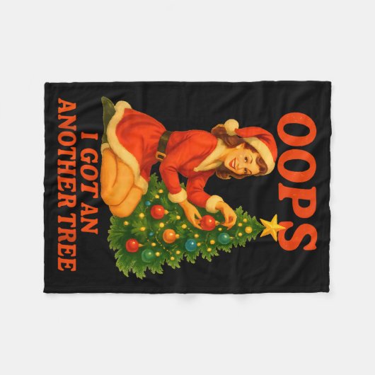Couverture Polaire Funny Retro Christmas Oops I Got Another Tree  (Devant (Horizontal))