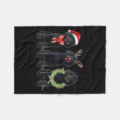 Couverture Polaire Funny Retro Santa Black Goldendoodle Dog Reindeer  (Devant (Horizontal))
