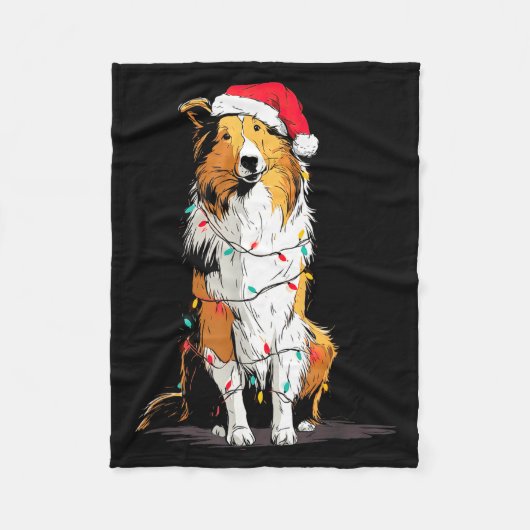 Couverture Polaire Funny Rough Collie Christmas Graphics Dog Lights L (Devant)