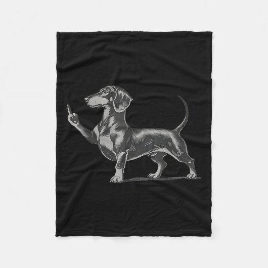 Couverture Polaire Funny Rude Black Dachshund Dog Meme Middle Finger  (Devant)