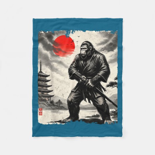 Couverture Polaire Funny Samurai Bigfoot Japanese Art Graphic Tee Ani (Devant)