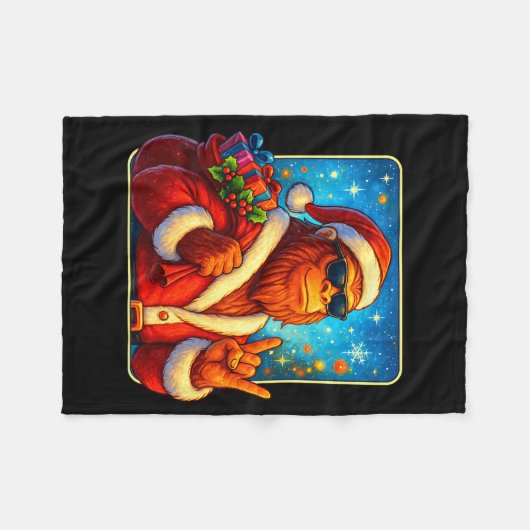 Couverture Polaire Funny Santa Bigfoot Christmas Sasquatch Xmas Boys (Devant (Horizontal))