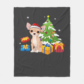 Couverture Polaire Funny Santa Chihuahua Dog Christmas Tree Gifts Xma
