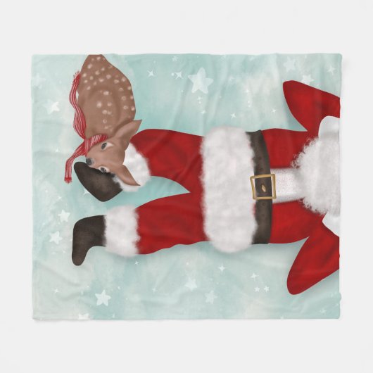 Couverture Polaire Funny Santa Claus corps cerf mignon illustration (Devant (Horizontal))