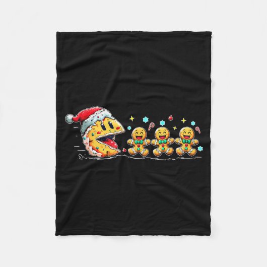 Couverture Polaire Funny Santa Cookies Chasing Gingerbread Christmas (Devant)