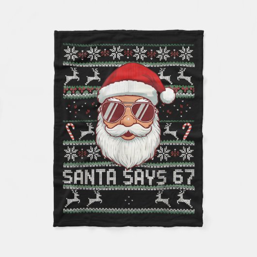 Couverture Polaire Funny Santa Says 67 Ugly Christmas Sweater (Devant)