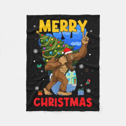 Couverture Polaire Funny Sasquatch Santa Bigfoot Christmas Tree Xmas (Devant)