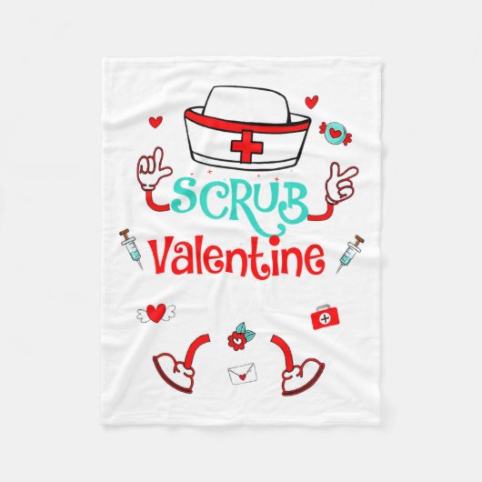 Couverture Polaire Funny Scrub Valentines Day Nurse Crew Family Group (Devant)