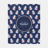 Couverture Polaire Funny Shark Boy Stars Marine Blue Nautical Monogra (Devant)