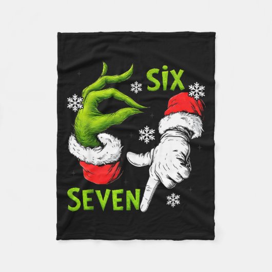 Couverture Polaire Funny Six Seven 67 Meme 6 7 Christmas Elf Hand Boy (Devant)