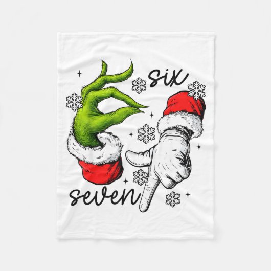 Couverture Polaire Funny Six Seven 67 Meme 6 7 Christmas Elf Hand Boy (Devant)