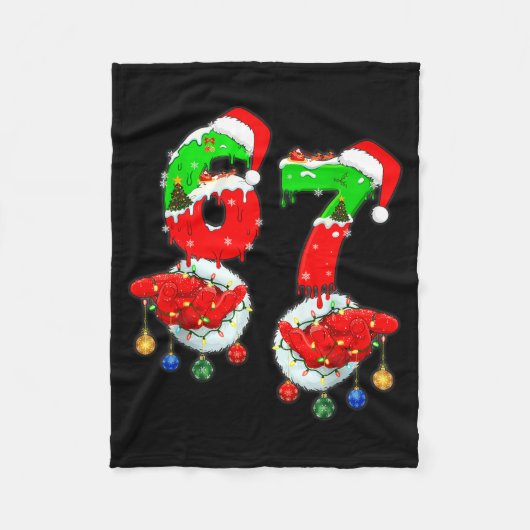Couverture Polaire Funny Six Seven 67 Meme 6 7 Christmas Santa Hand B (Devant)