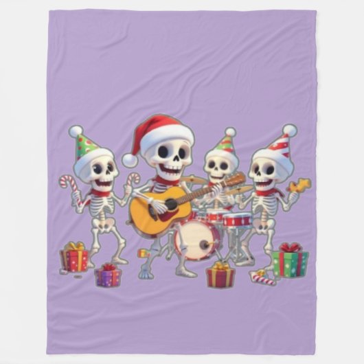 Couverture Polaire Funny Skeleton Band Christmas & New Year – 3D Cart (Devant)