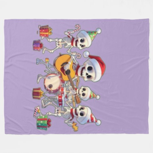 Couverture Polaire Funny Skeleton Band Christmas & New Year – 3D Cart (Devant (Horizontal))