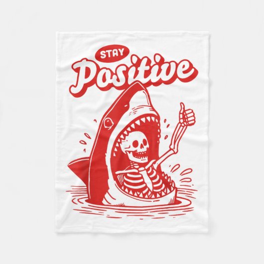 Couverture Polaire Funny Skeleton Stay Sitive Shark Beach Motivationa (Devant)